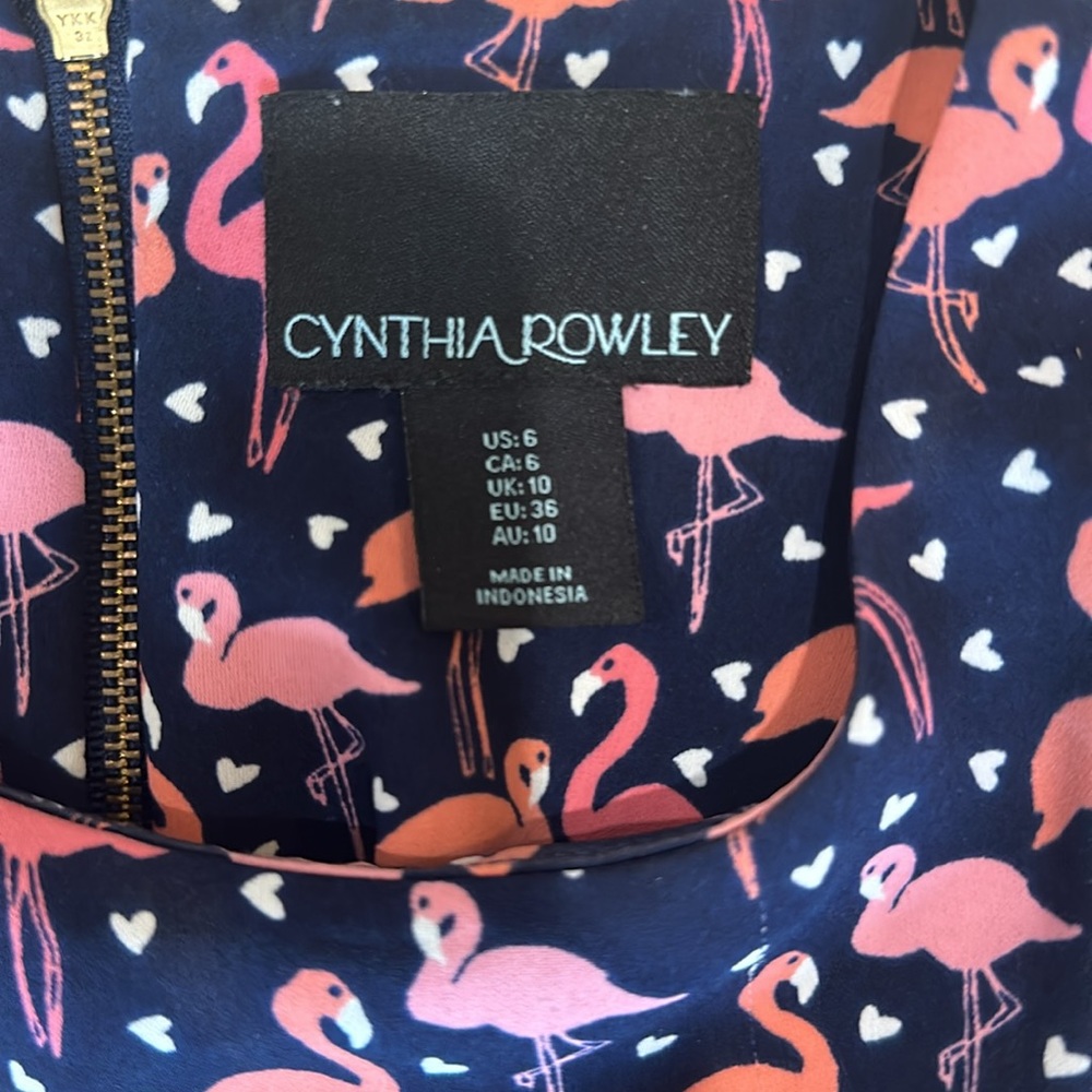 Cynthia Rowley Drop Waist Dress Flamingo with Pockets Size 6 - Picture 3 of 4